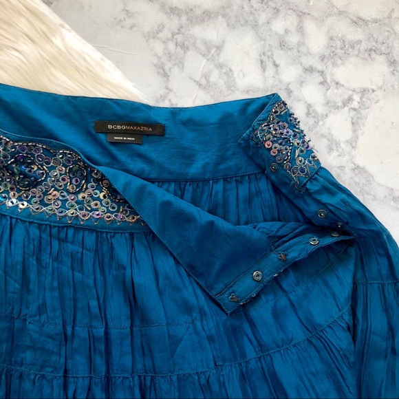 B C B G M A X A Z R I A : Teal Embellished Skirt - Picture 4 of 8